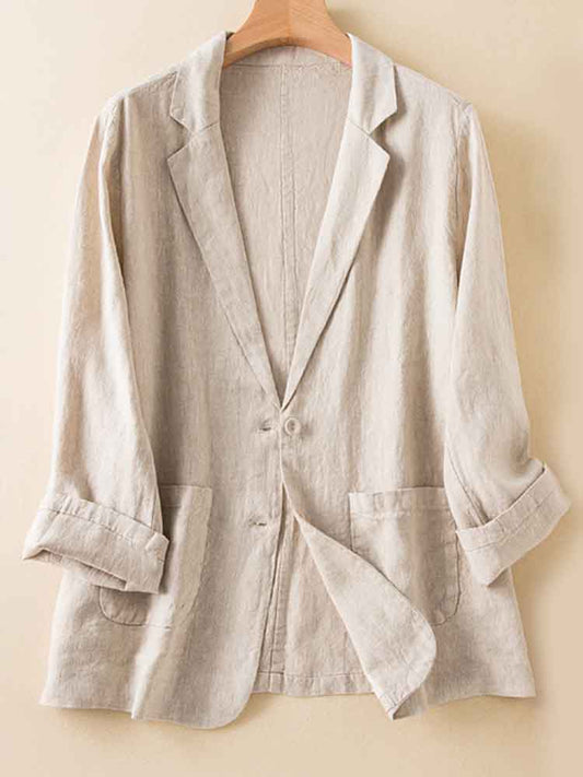 Women's Simple Versatile Linen Blend Casual Jacket artswardrobe